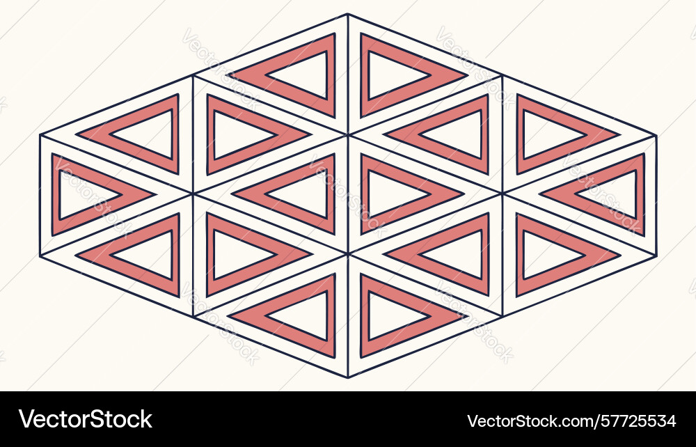 Minimalist isometric triangular pattern tile vector image