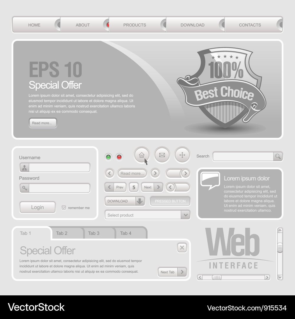 Modern Web UI Elements Collection Vector Image