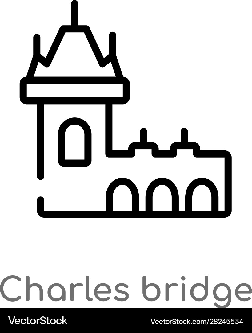 Outline charles bridge icon isolated black simple Vector Image