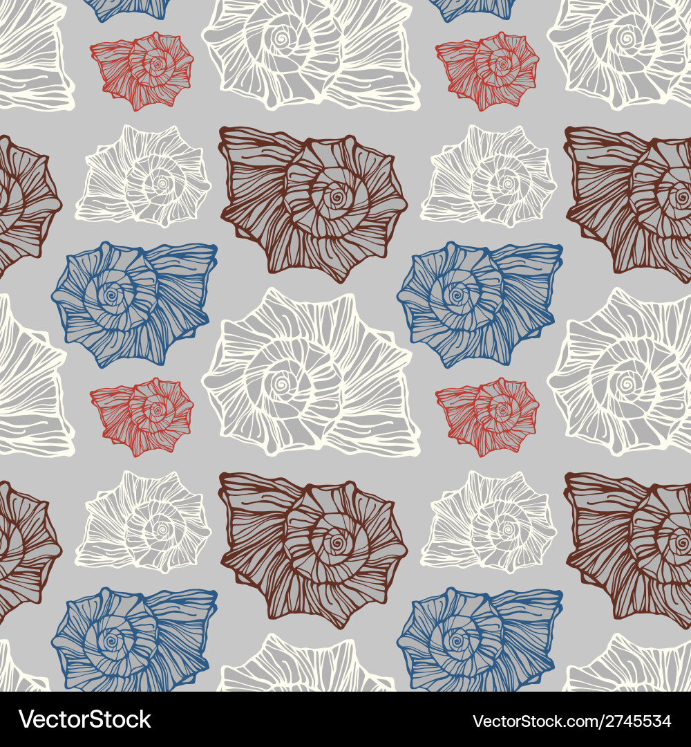 Seamless pattern with decorative seashells Vector Image