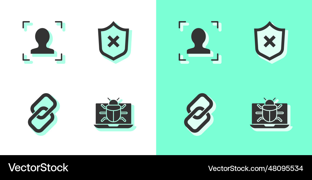 Set system bug on monitor face recognition chain Vector Image