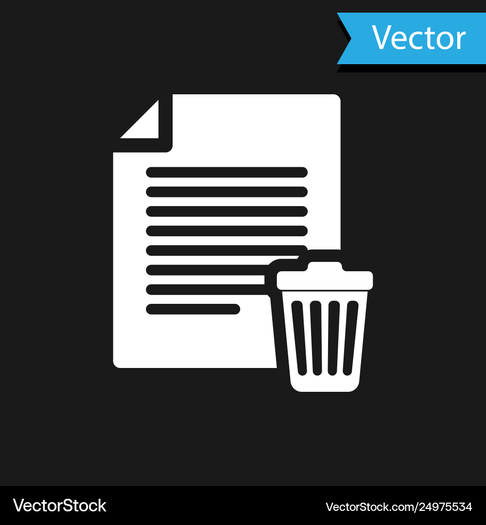 White delete file document icon isolated on black White delete file document icon isolated on black Vector Image