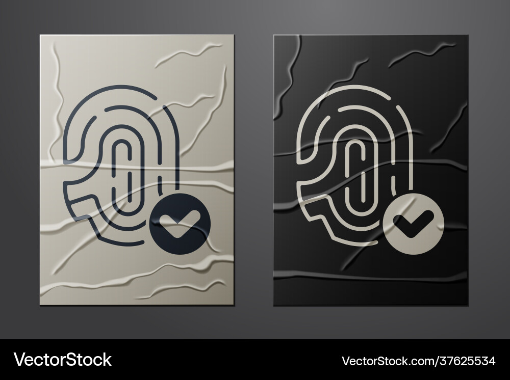 White fingerprint with check mark icon isolated White fingerprint with check mark icon isolated Vector Image