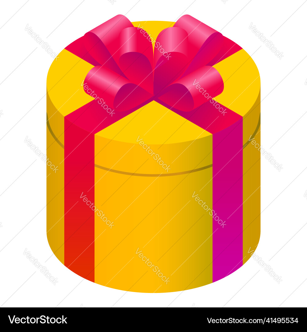 Yellow gift box red ribbon icon set color logo 3d Vector Image