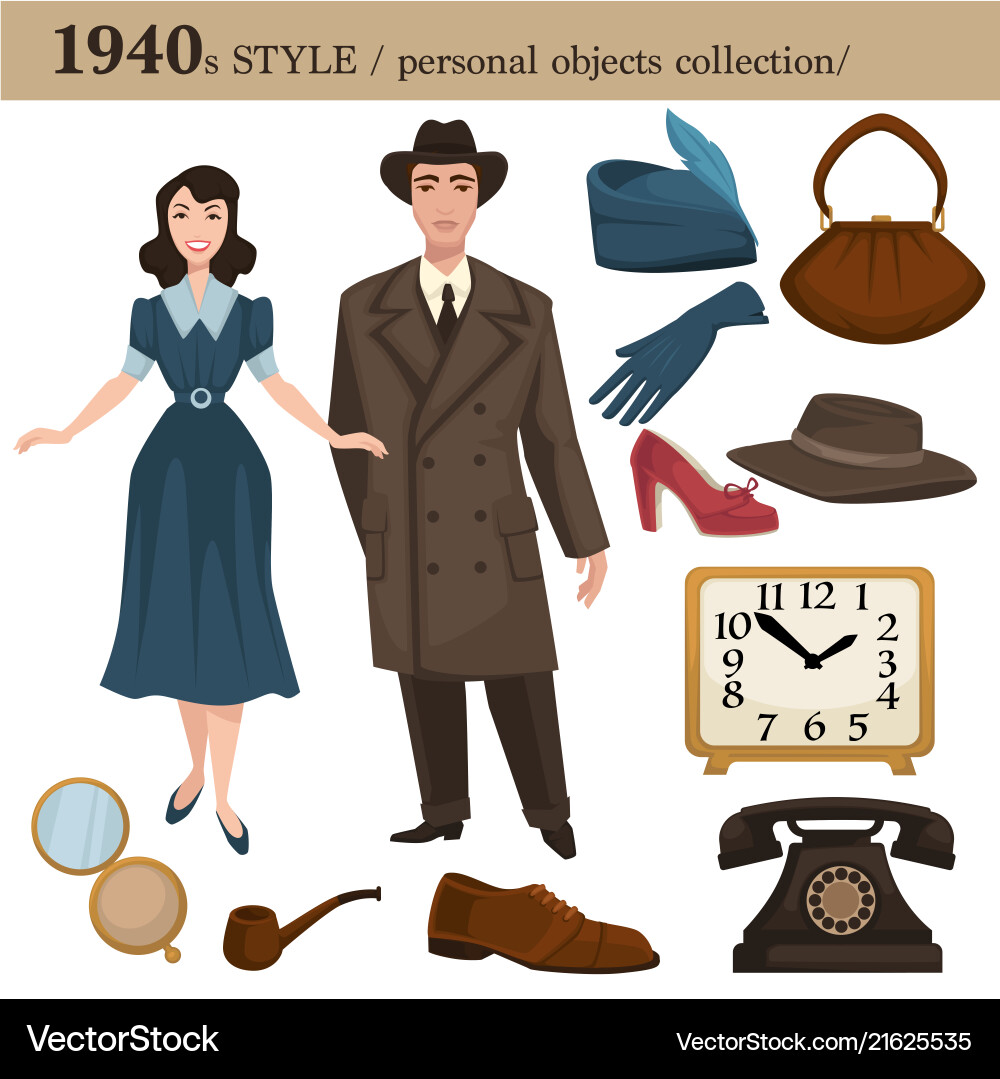 1940s Fashion - Man & Woman vector image