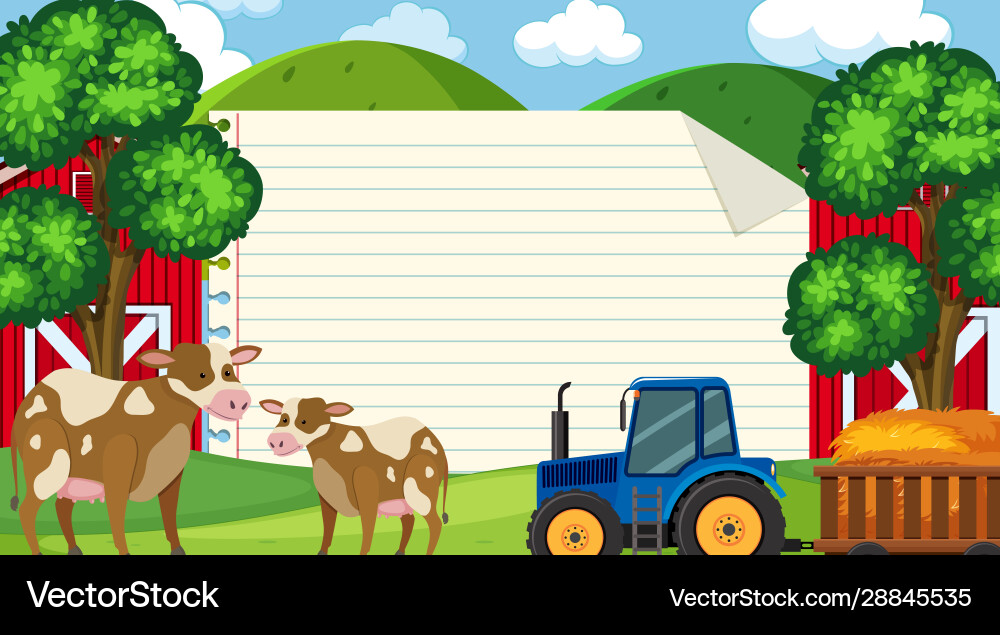 Border template with farm scene in background Border template with farm scene in background Vector Image