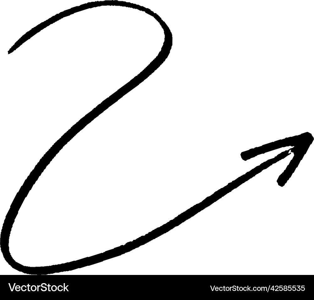 Brushstroke arrow smooth up hand drawn pointer Brushstroke arrow smooth up hand drawn pointer Vector Image
