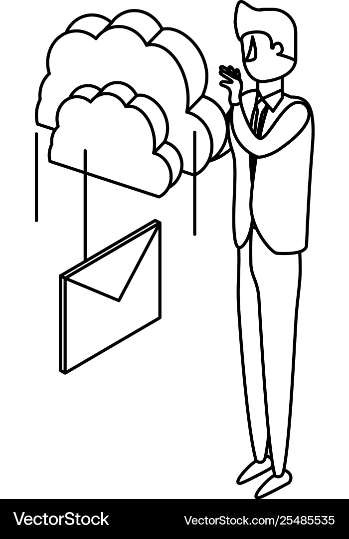 Businessman with cloud computing and envelope Vector Image