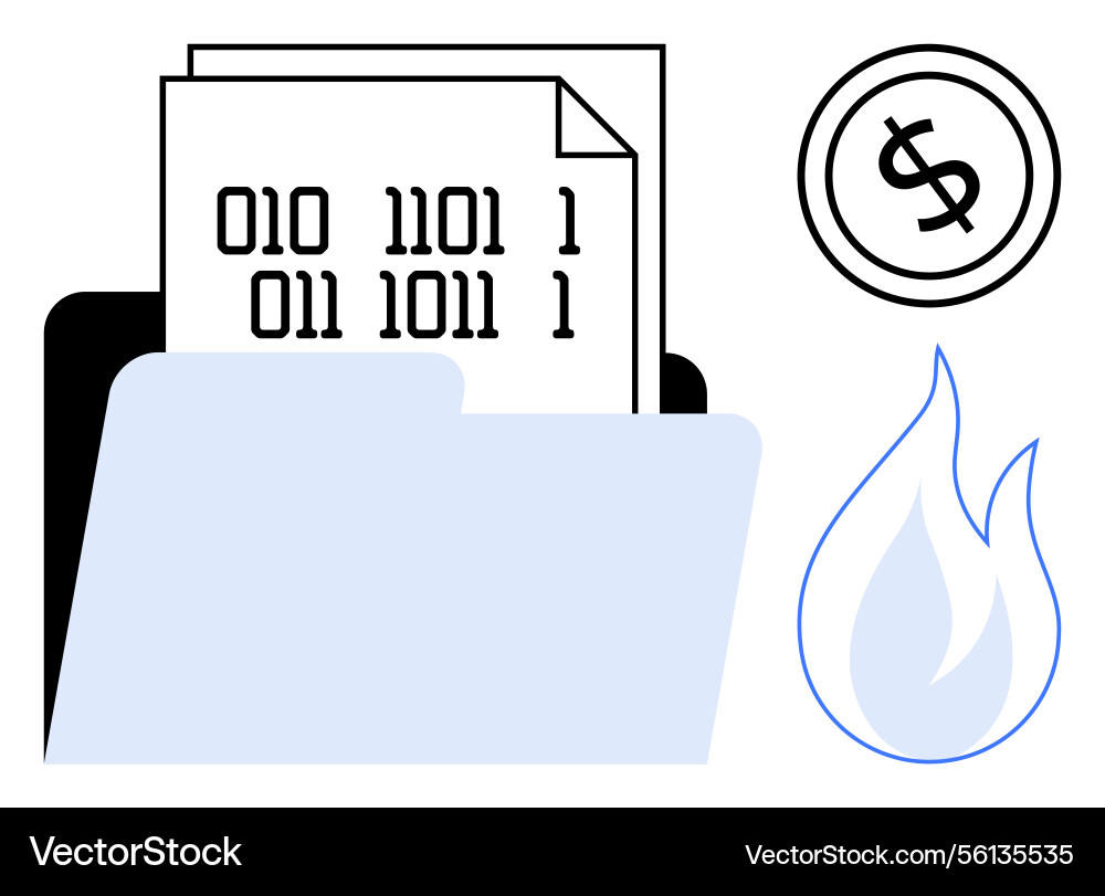 Digital data documents in folder with dollar icon Digital data documents in folder with dollar icon vector image