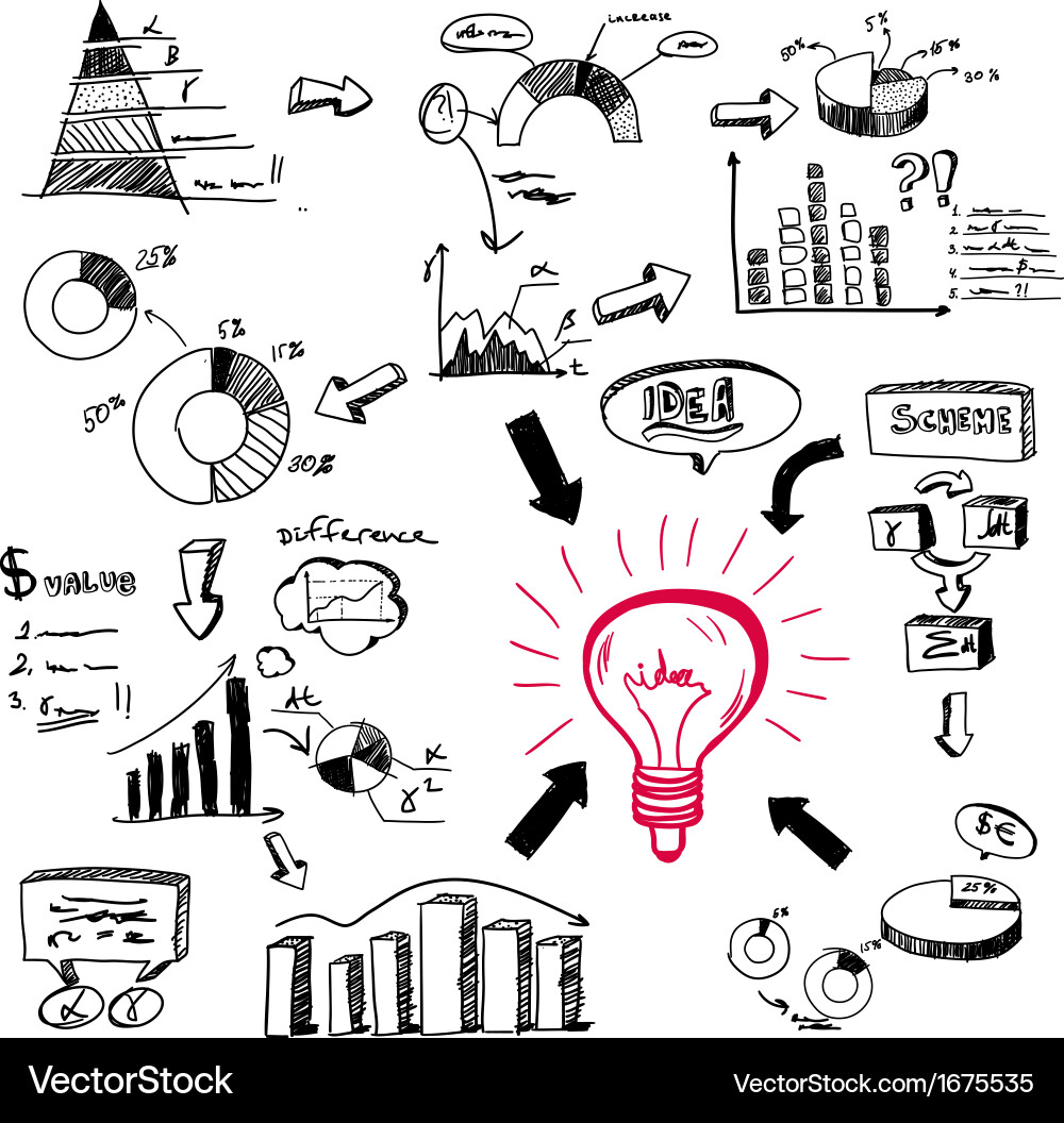 Doodle Business Charts vector image