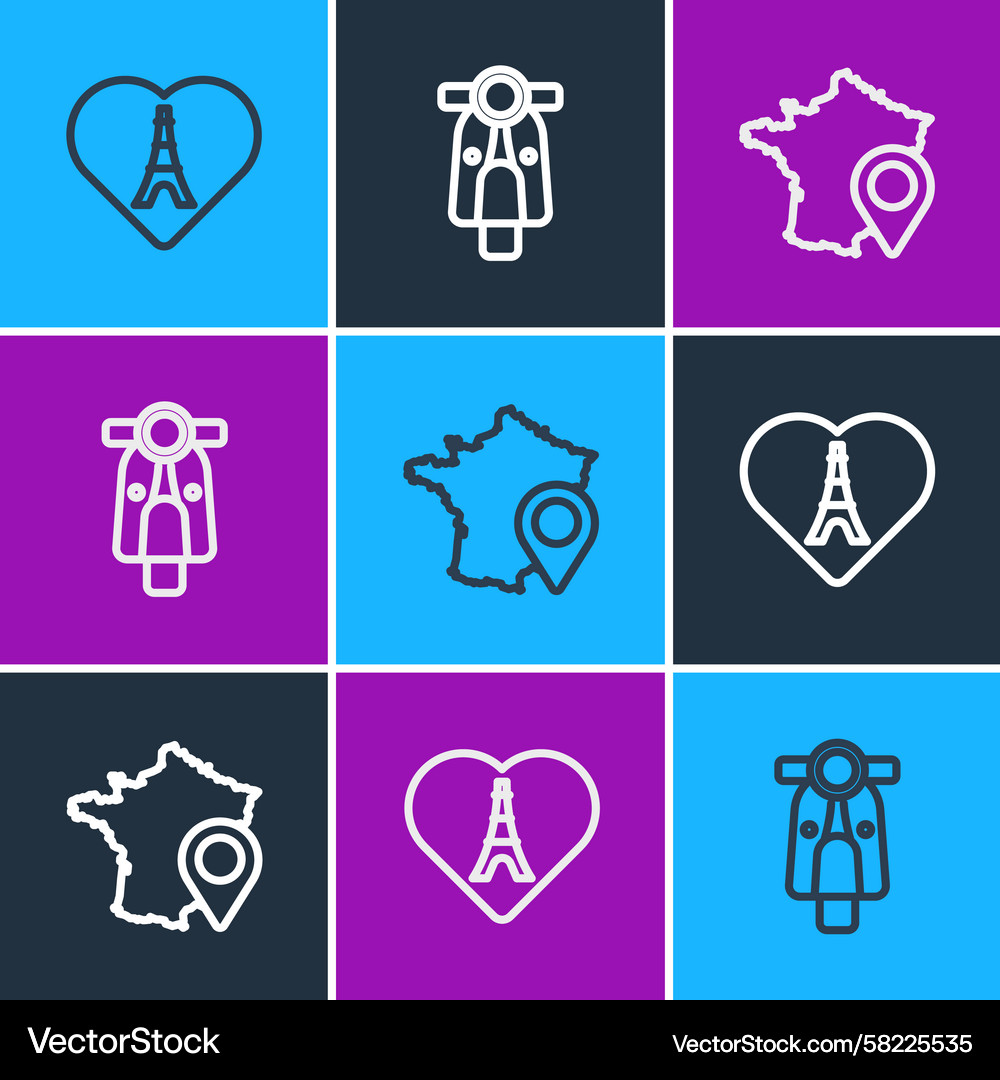 Eiffel Tower with Heart Map of France Vector Image