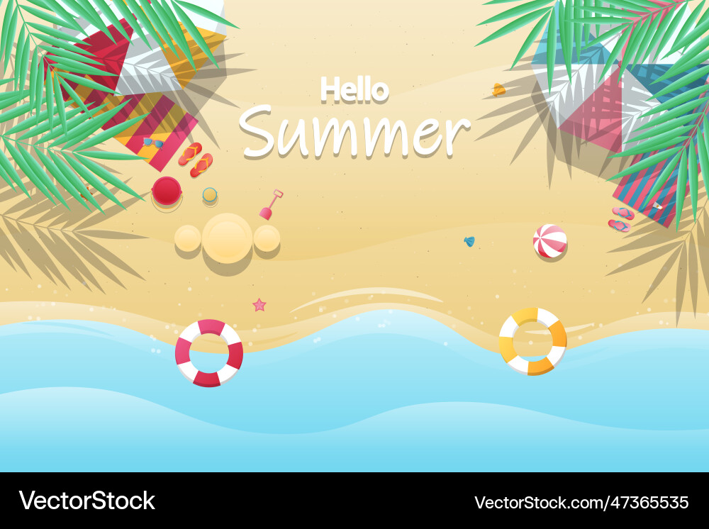 Gradient summer background with beach Vector Image