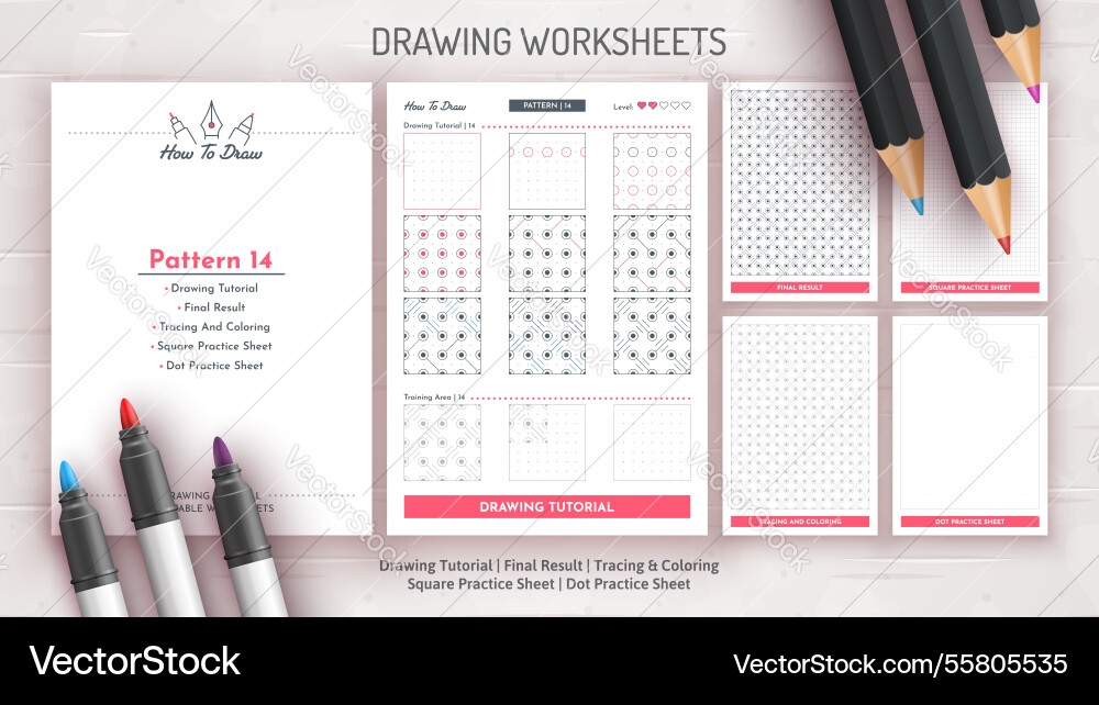 How to draw a pattern step by drawing How to draw a pattern step by drawing vector image