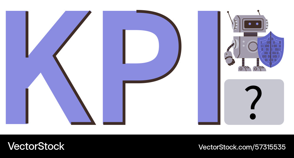Kpi concept with robot shield and question mark Kpi concept with robot shield and question mark Vector Image