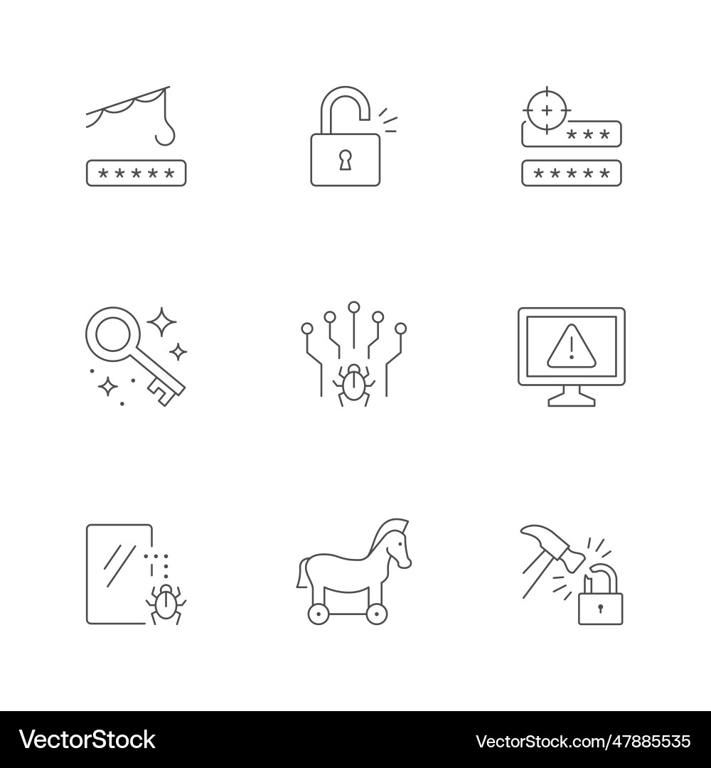Set line icons of hacking Set line icons of hacking vector image