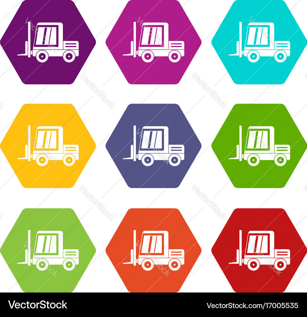 Stacker loader icon set color hexahedron Vector Image