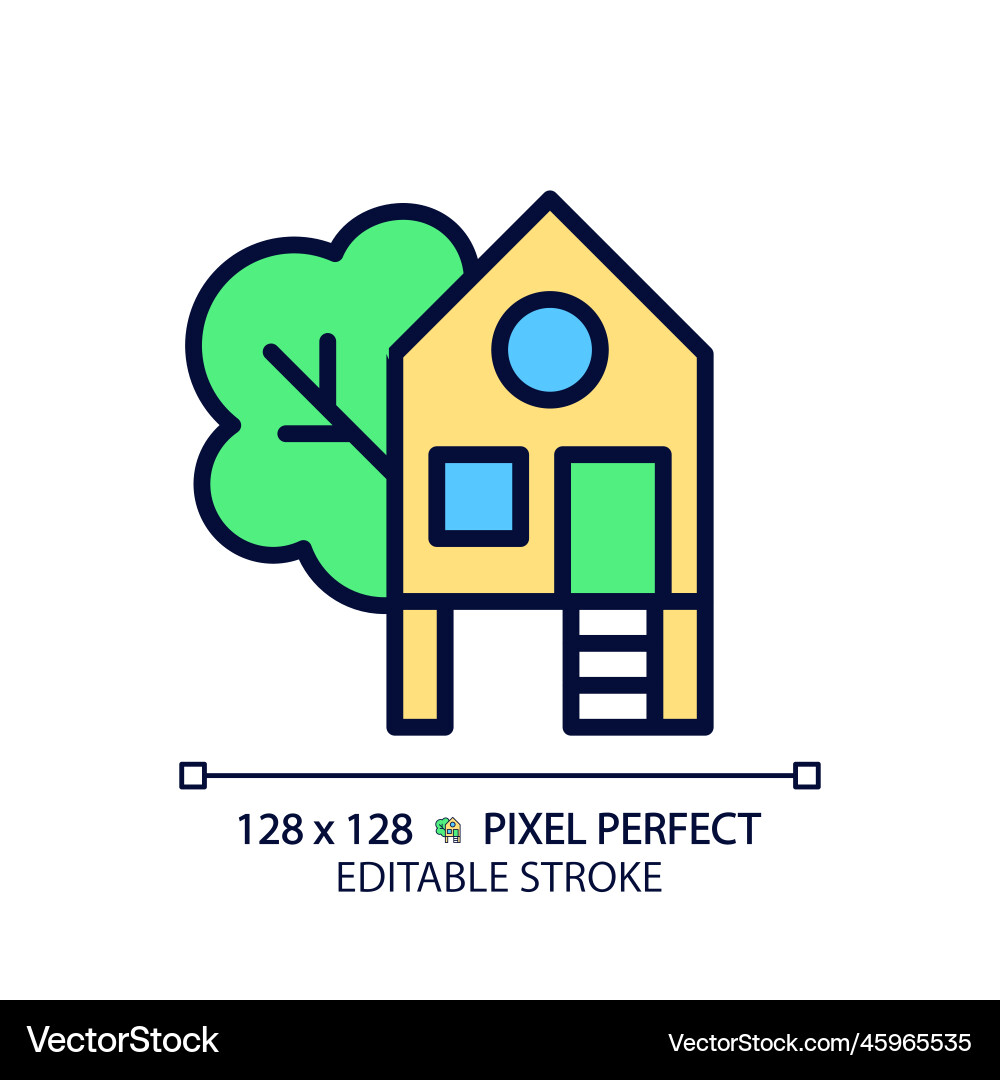 Treehouse pixel perfect rgb color icon Vector Image