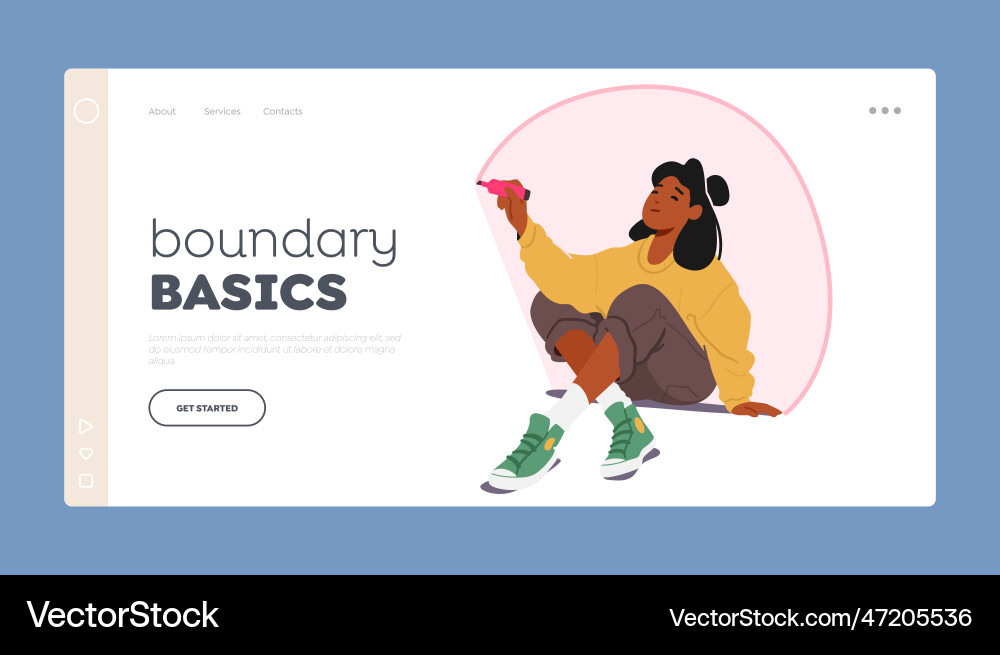 Boundary basics landing page template introvert vector image