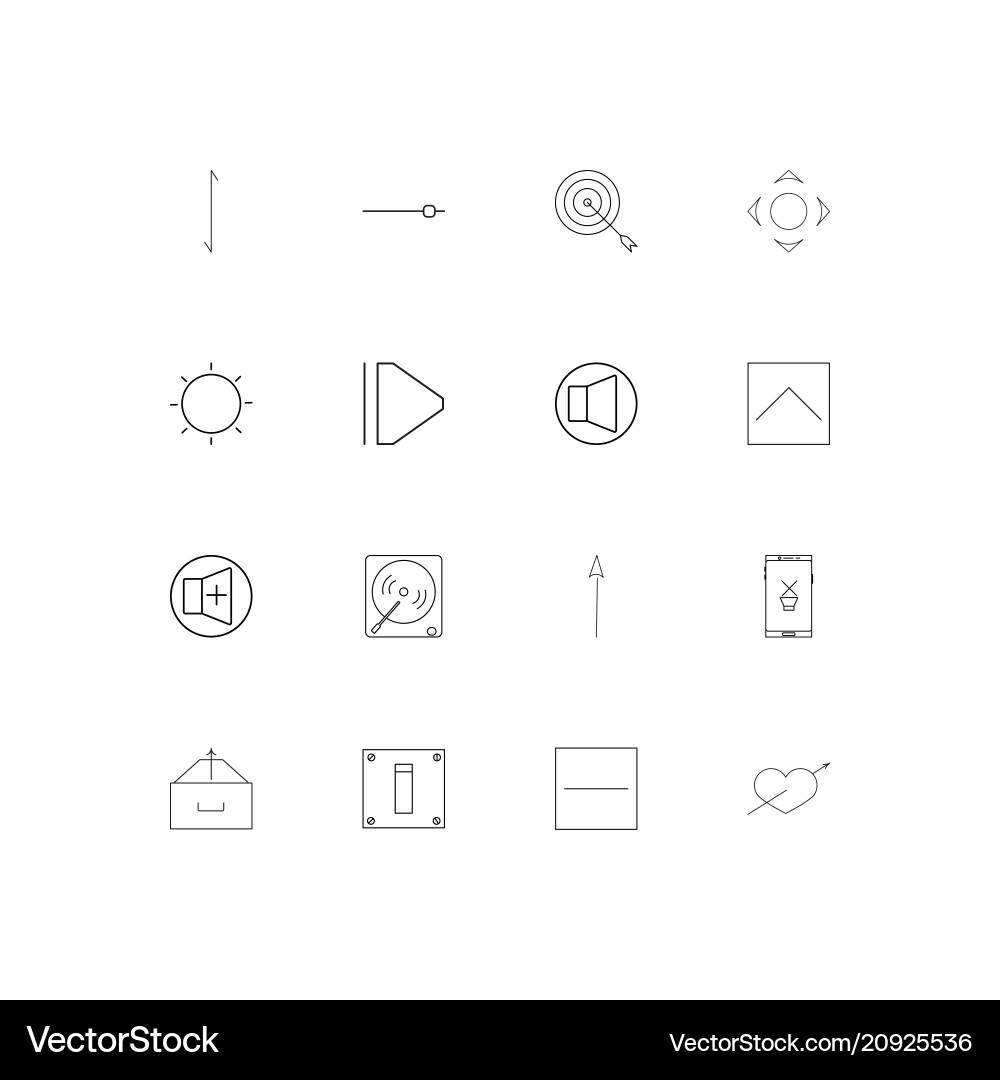 Buttons linear thin icons set outlined simple Vector Image