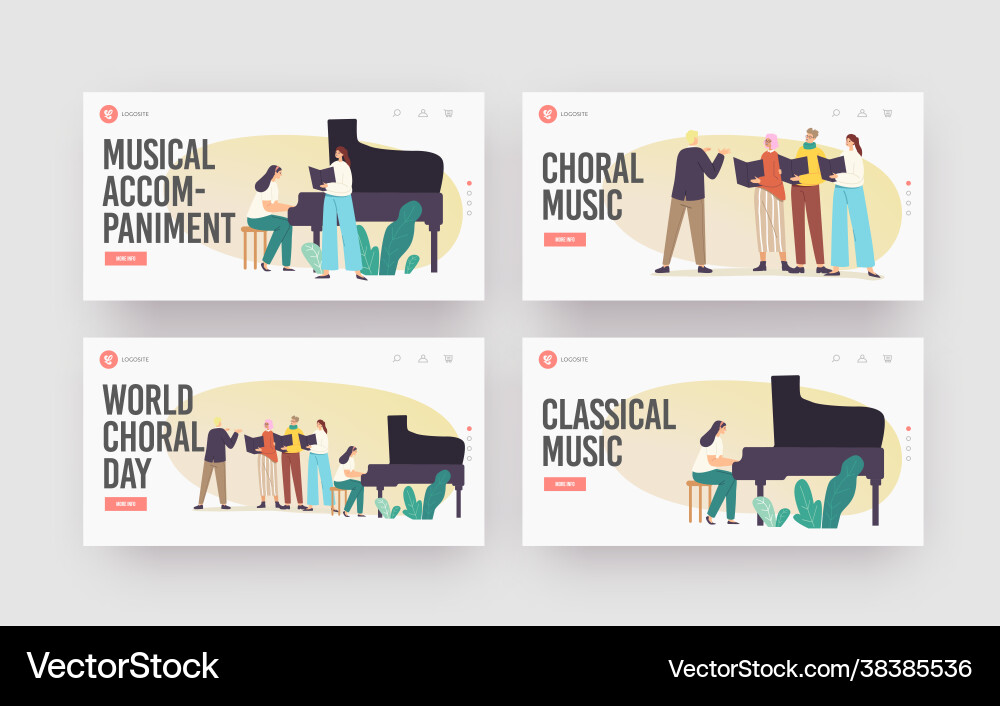 Choral music landing page template set choir vector image