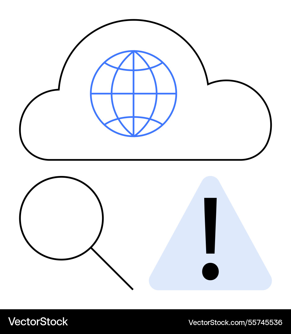 Cloud computing safety with globe icon magnifying Cloud computing safety with globe icon magnifying vector image