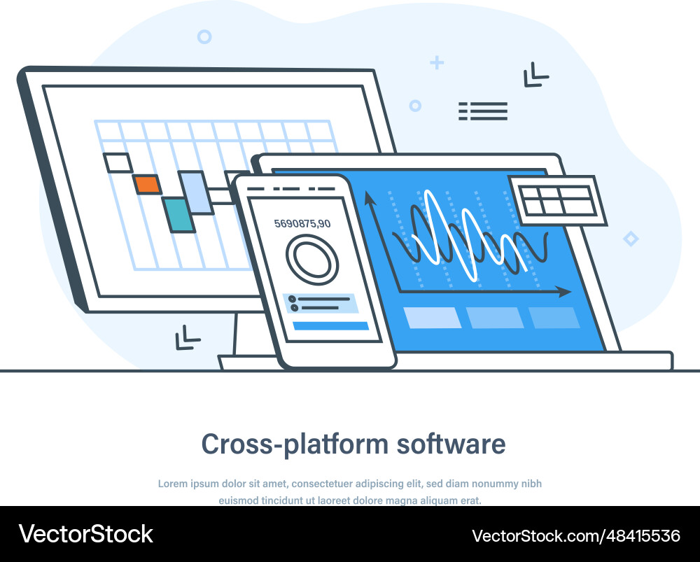 Cross platform software operating system and web Vector Image