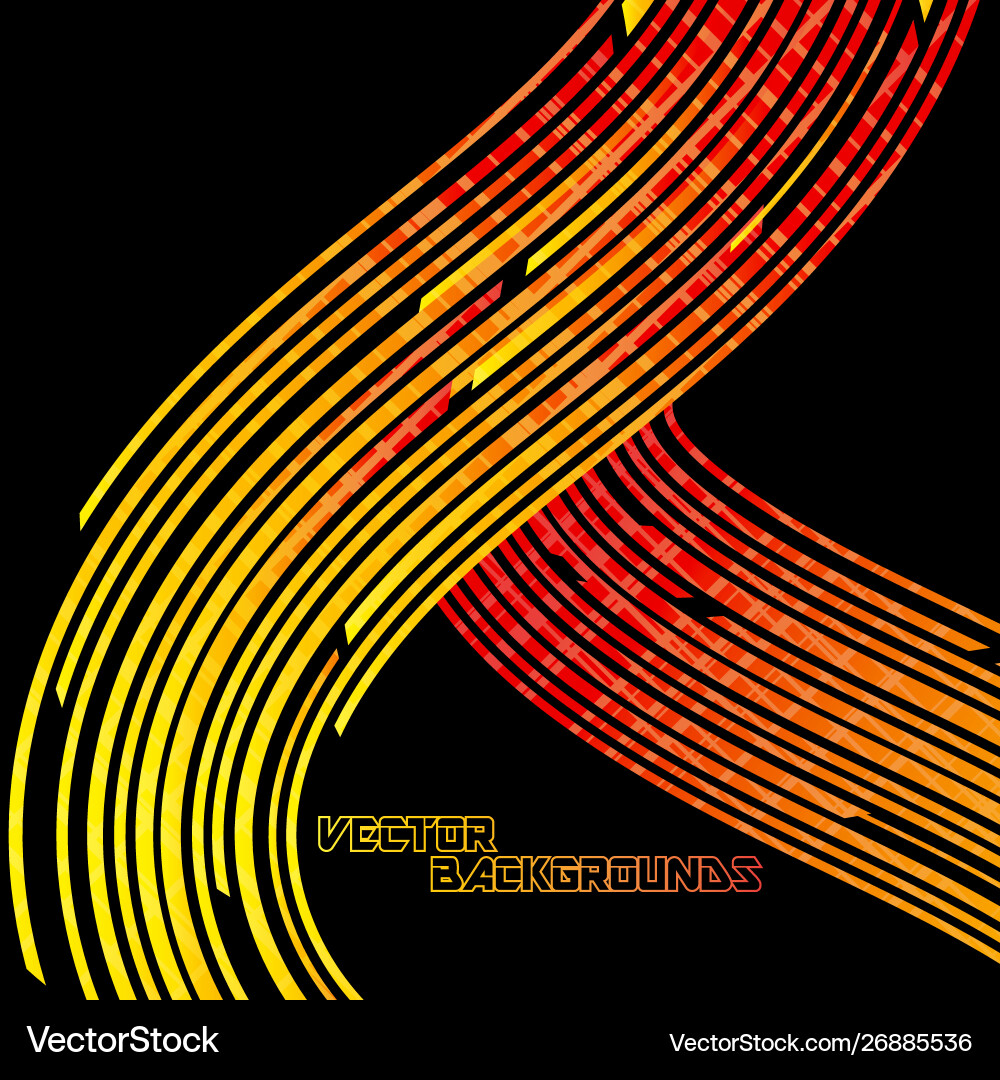 Dynamic Abstract Lines - Red & Orange vector image