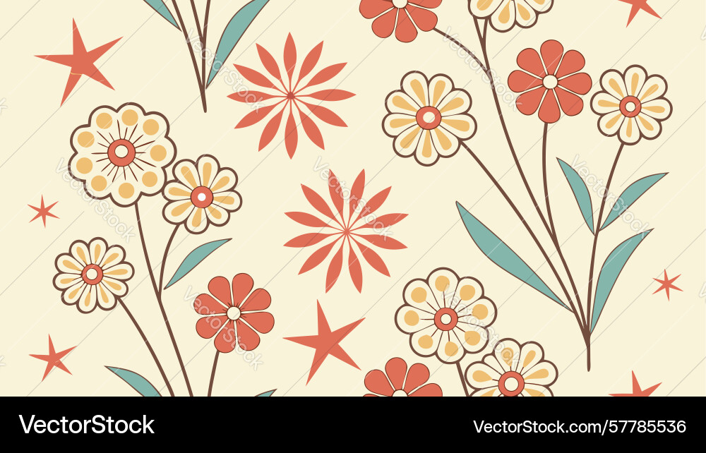 Earthy pattern rustic flowers with button details Vector Image