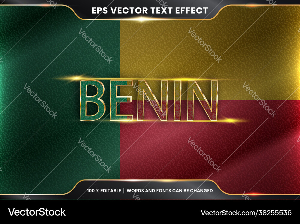 Editable text effect style - benin with its Vector Image