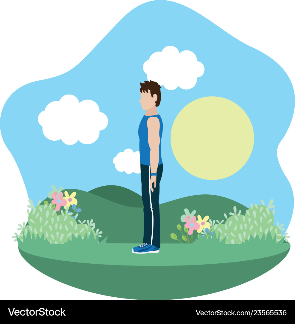 Fit man doing exercise Fit man doing exercise Vector Image