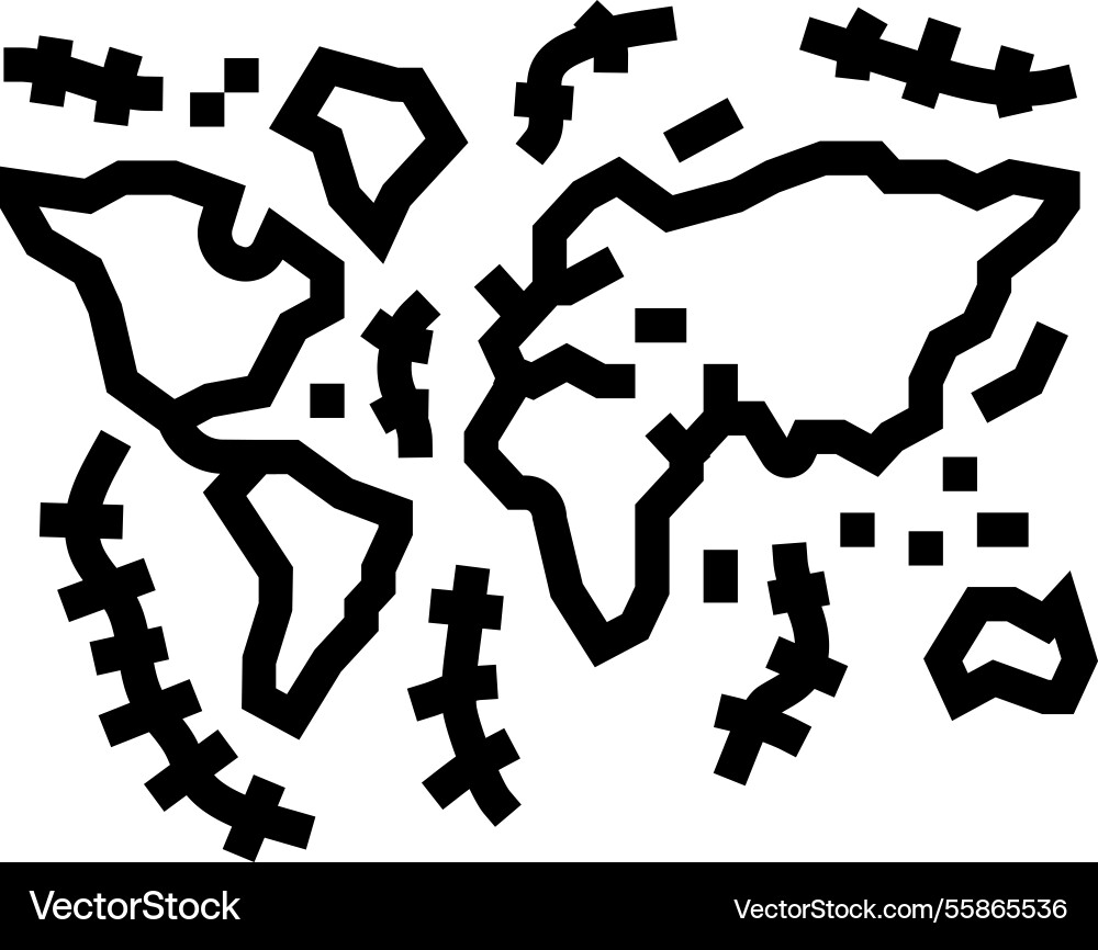 Floor map world ocean line icon Floor map world ocean line icon vector image