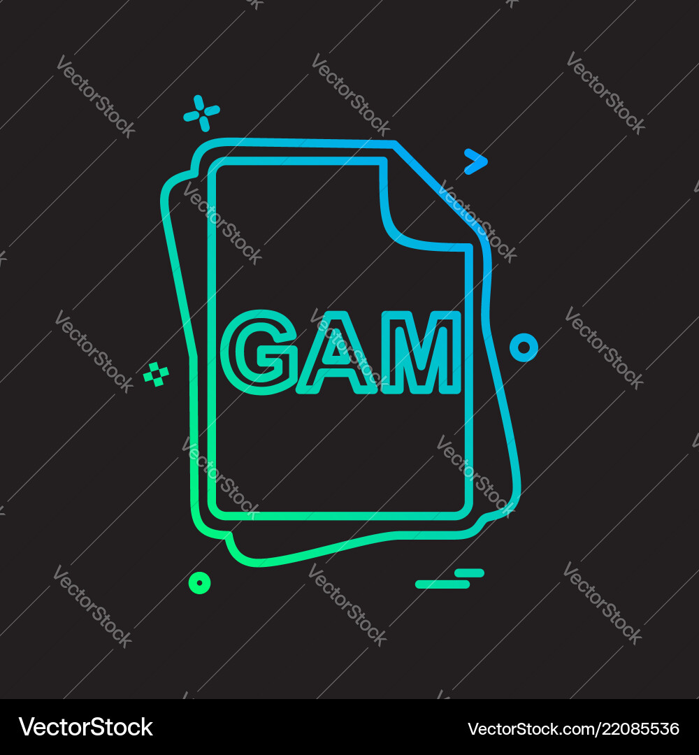 Gam file type icon design Gam file type icon design Vector Image