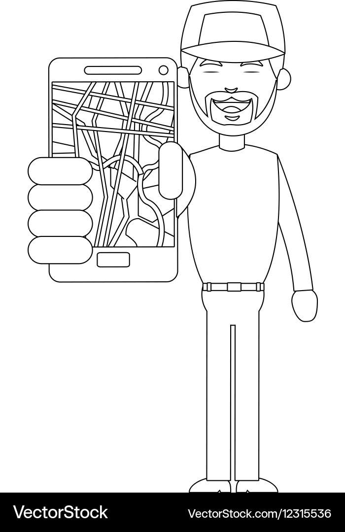 Man and smartphone with gps app design Vector Image