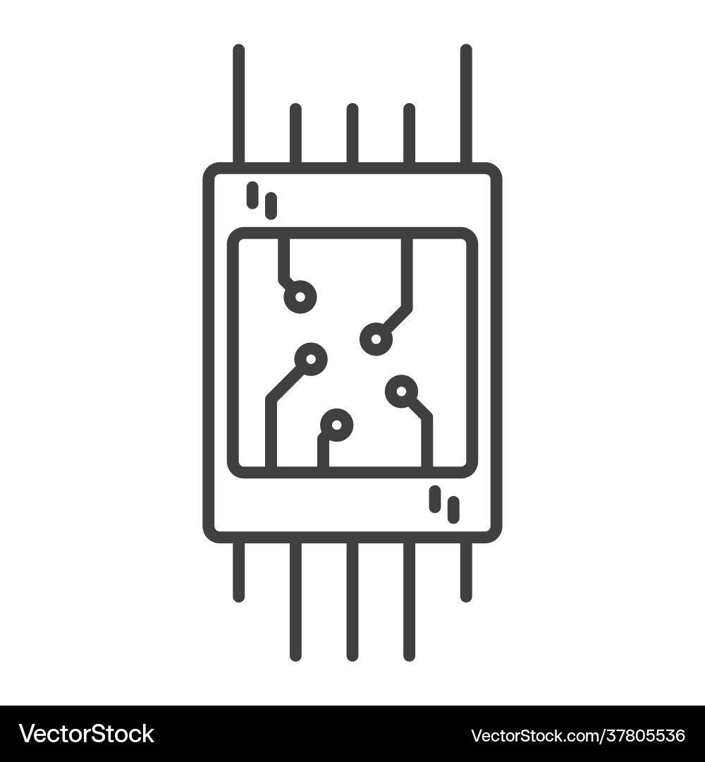 Microchip icon a simple line drawing general Microchip icon a simple line drawing general Vector Image