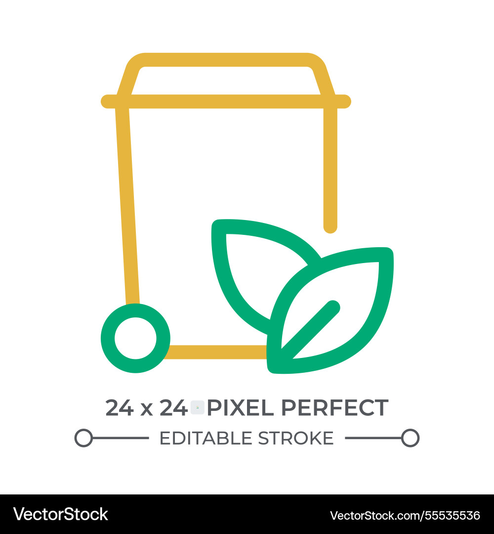 Trash can with leaves colorful line ui icon Vector Image