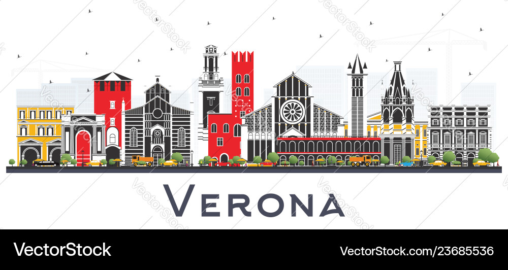 Verona italy city skyline with color buildings Verona italy city skyline with color buildings vector image