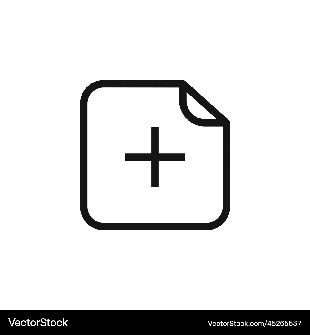 Add new file line icon isolated on white Add new file line icon isolated on white Vector Image