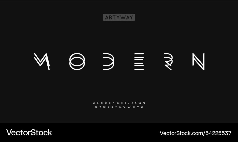 Angular Geometric Wireframe Font Vector Image
