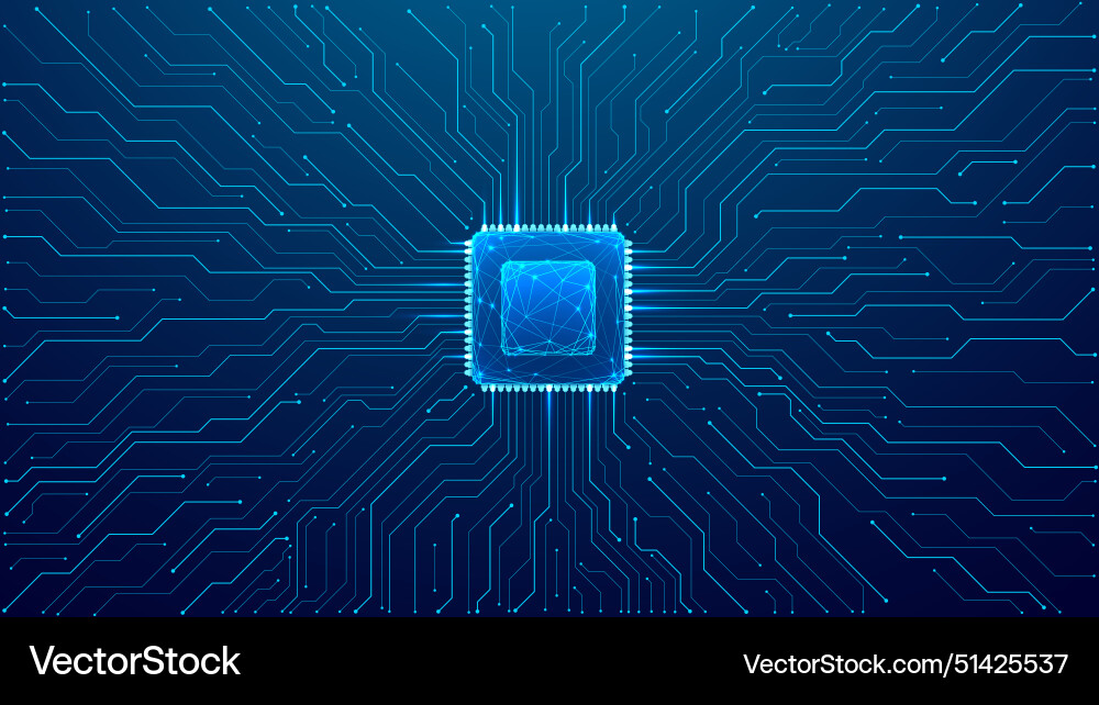Circuit background with a gloving computer chip Circuit background with a gloving computer chip vector image