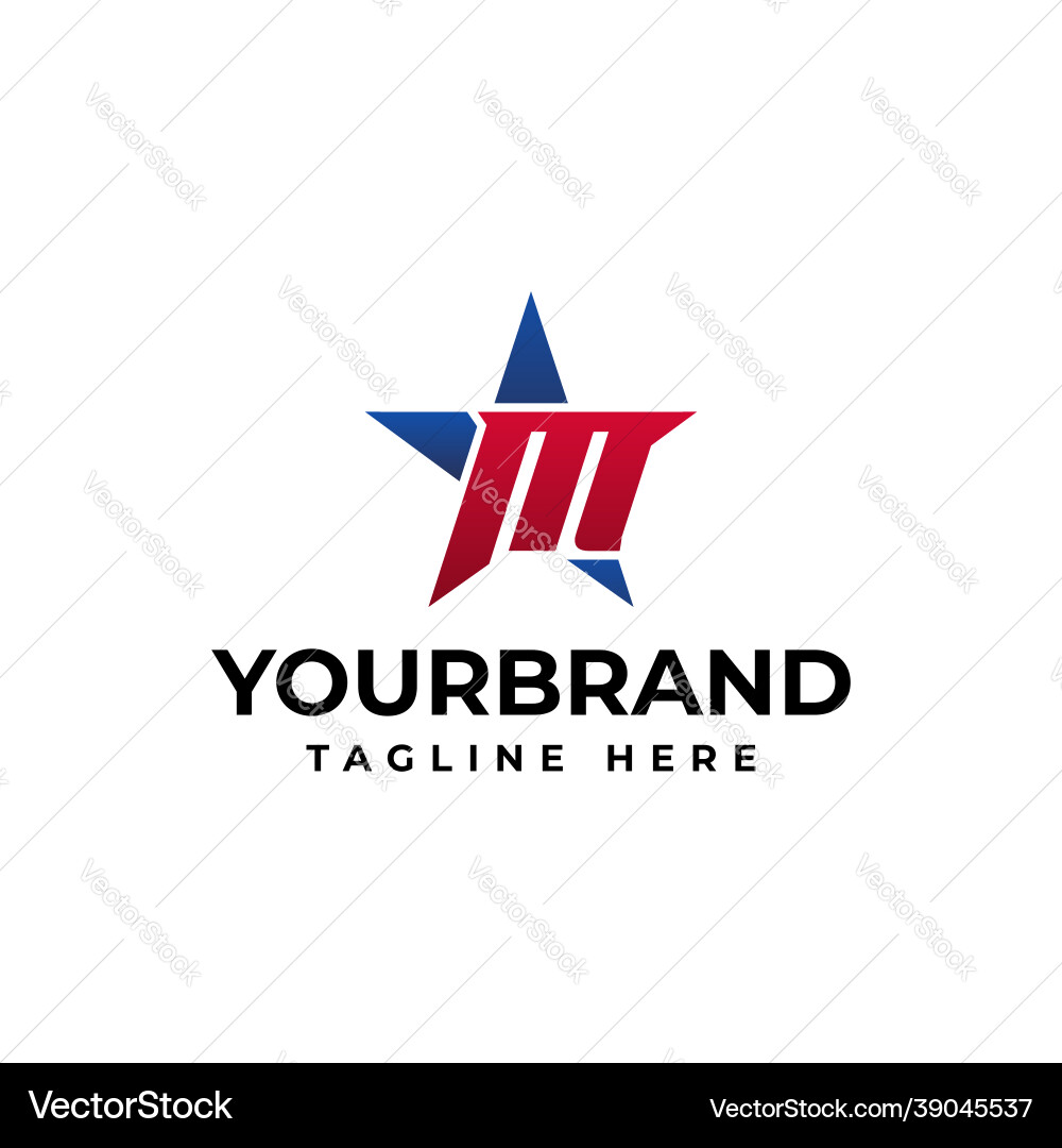 Elegant Star M Logo Vector Image