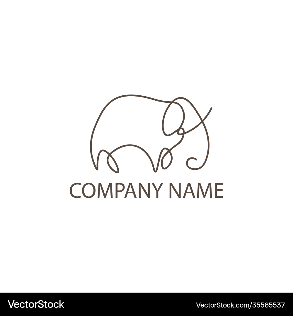 Elephant logo single line simple template Vector Image