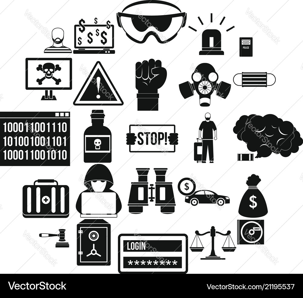 Fault icons set simple style Vector Image