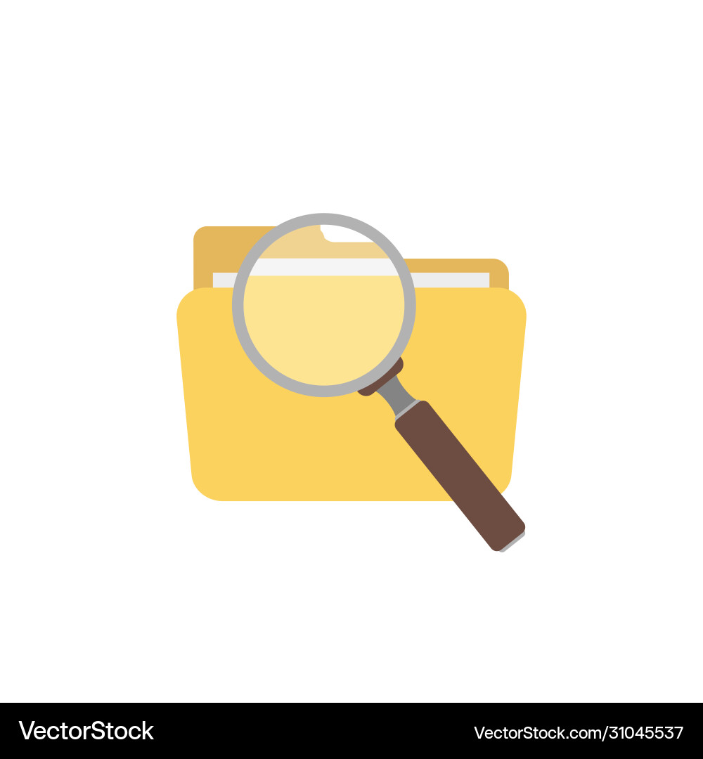 Folder and magnifier flat object search icon Vector Image