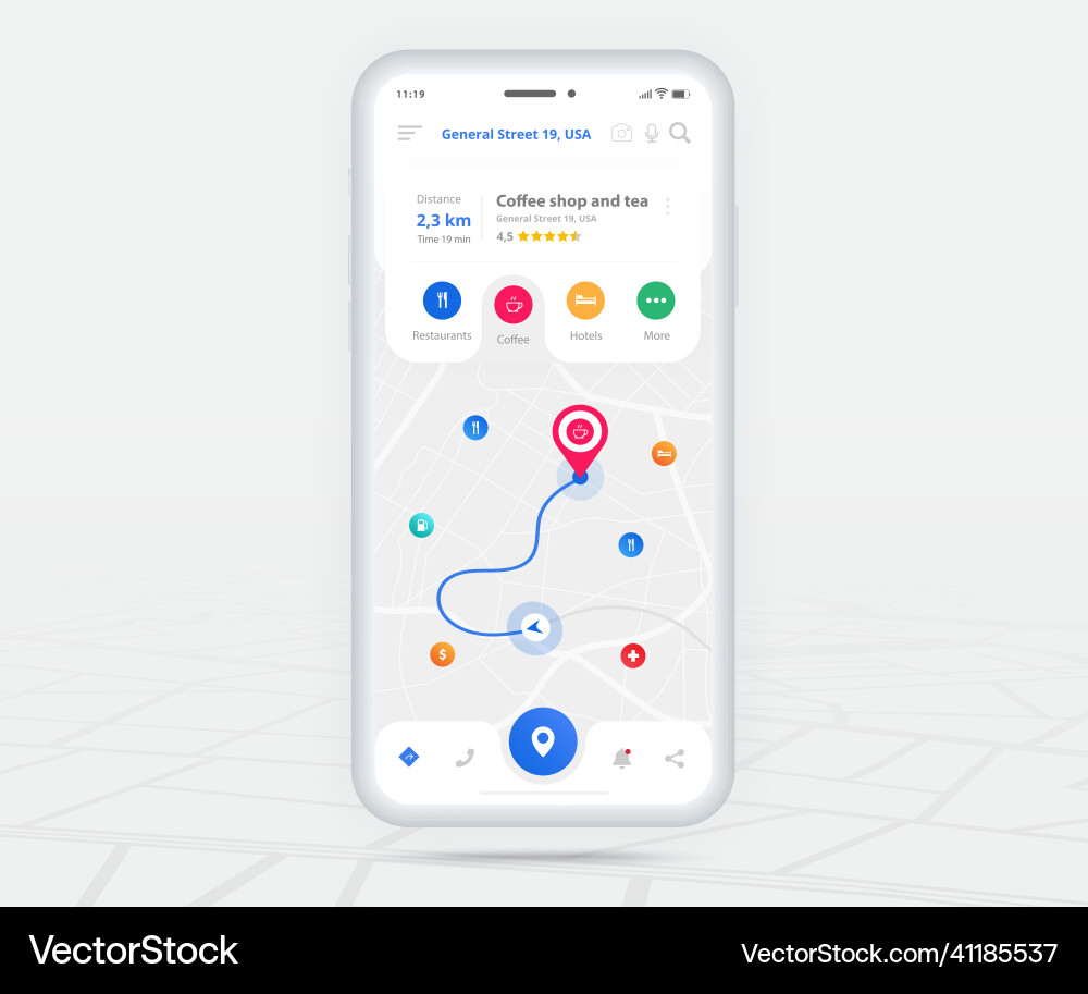 Map gps navigation ux ui concept smartphone Map gps navigation ux ui concept smartphone Vector Image