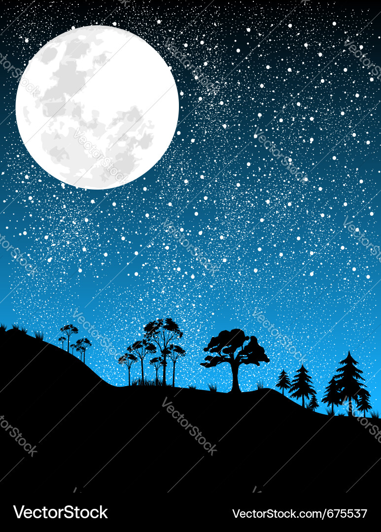 Nacht Mond Landschaft Vektorbild