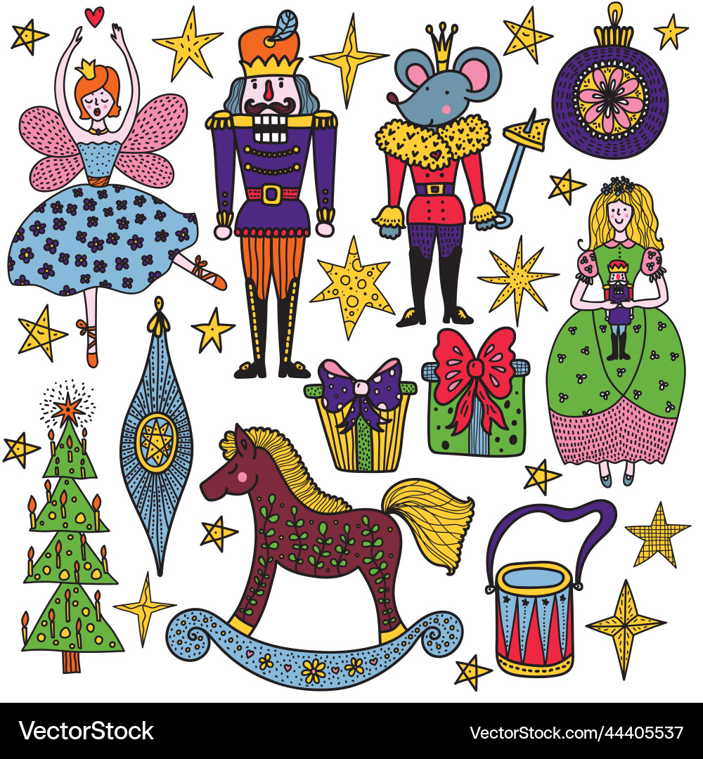 Nutcracker set magic Nutcracker set magic Vector Image