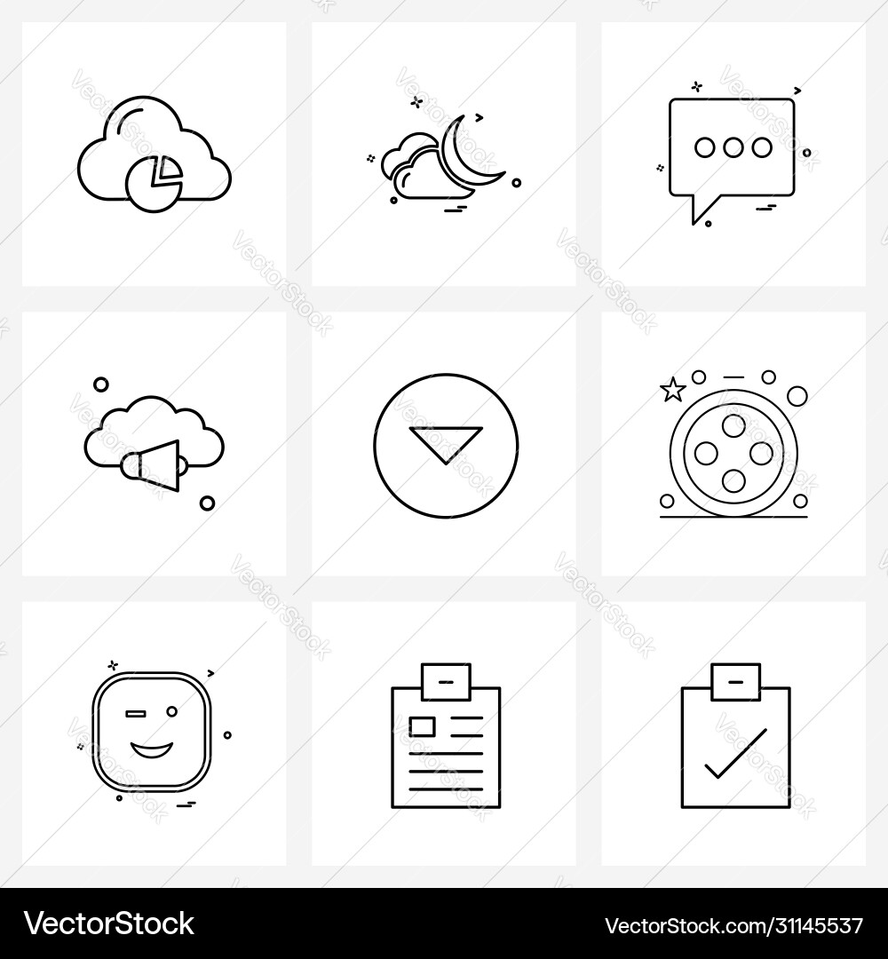 Set 9 simple line icons for web and print Vector Image