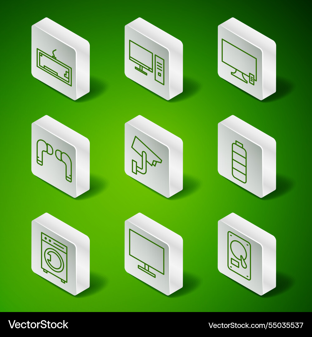 Set line hard disk drive hdd computer monitor Set line hard disk drive hdd computer monitor vector image
