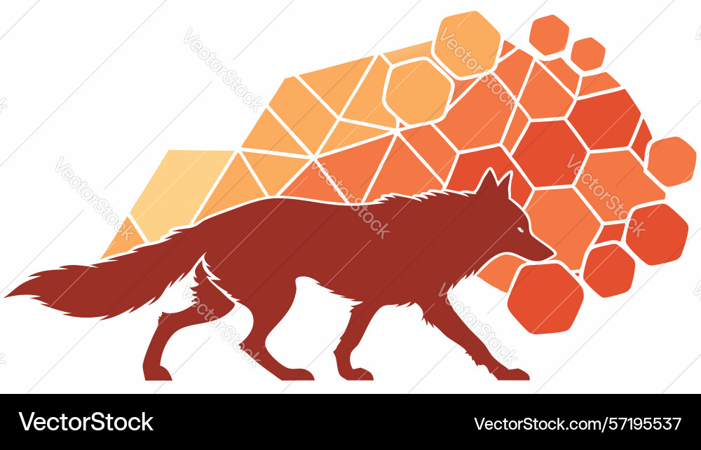 Stylized fox with hexagonal patterns wildlife art Vector Image