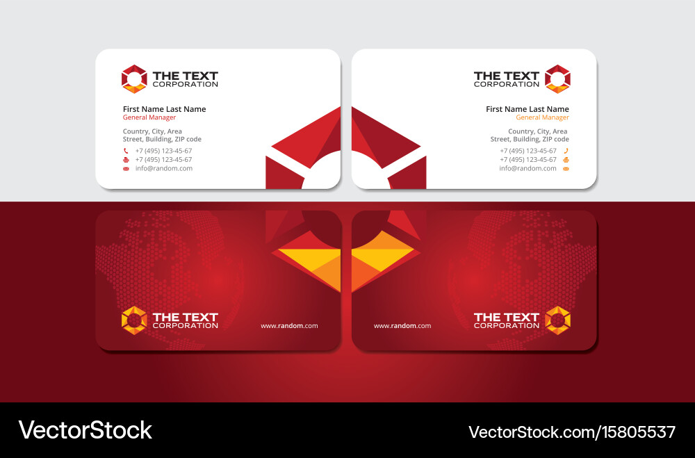 Visiting card with vivid triangular hexagon Vector Image